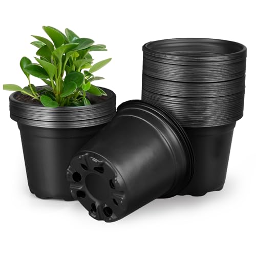 3 4 5 6 Inch Nursery Pots, Plastic Plant Pot with Drainage Hole, Seedling Starter Pots for Succulents (3 Inch-50 Packs) - size: 3 Inch-50 Pack