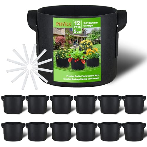 12-Pack 5 Gallon Grow Bags - size: 5 Gallon