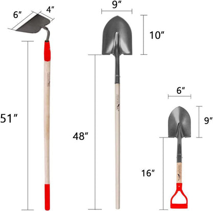 GardenAll Rake Shovel Set 7-Piece Long Handle Garden Tools Set, Include Shovel Rake Hoe,Gardening Tools for Women,Lightweight Ergonomic Wood Handle Yard Work Set