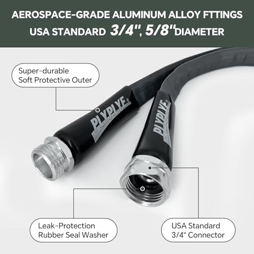 Garden Hose 50ft, Ultra-Light & Flexible Water Hose, Non-Shrinking, Easy to Store, Drinking Water Safe Material, All-weather, Gray