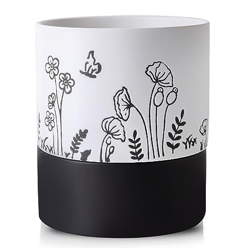 Nihow Self Watering Pots for Indoor Plants,6 Inch,White,Hand Painting - color: White, size: 6" Self Watering