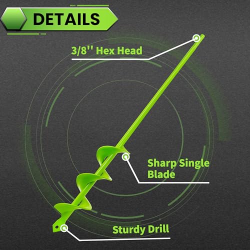1.6"x16.5" Green Garden Auger Drill Bit for Planting, Post Hole Digger - color: Green, size: 1.6"x16.5"
