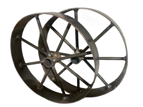 2pcs) Pair of 12" Decorative Steel Metal Wagon Wheels for Garden Carts Bar B Q Pits cookers Griddles