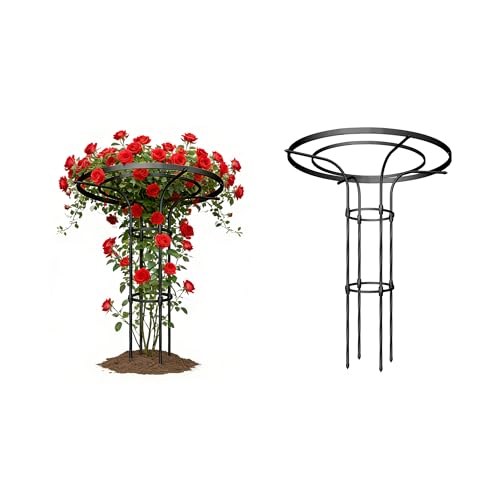 Umbrella Garden Trellis for Climbing Plants Outdoor, 41.3" Mushroom Top Trellis Stackable, Tall PE-coated Metal Obelisk Trellises for Potted Plants, Topiary Tower Vine Support for Rose, Bean, Clematis - size: Small - 41.3" Height