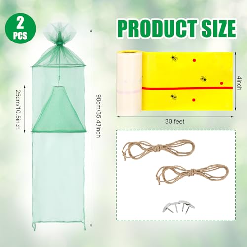 Qualirey 2 Pack Spotted Lanternfly Traps and 2 Rolls Spotted Lantern Fly Tree Tape Mesh Lantern Fly Killer with Jute Rope and Nails Effective Way to Catch Lanternflies and Nymphs Protecting Trees