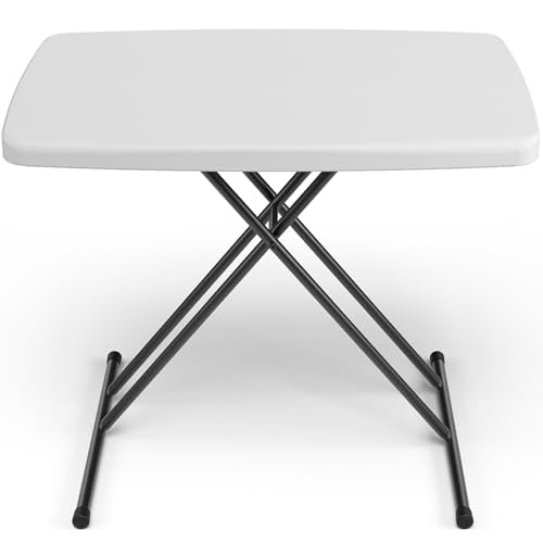 30in Folding Table, Portable Picnic Table with Adjustable Height, Foldable TV Tray Table & Laptop Desk for Small Spaces, Patio, Camping, BBQ, No Assembly Needed, White - color: White, size: 30in