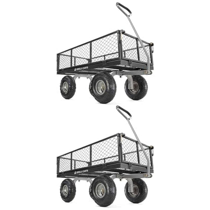 Gorilla Carts Steel Utility Cart, 800 lb Capacity, 4 Cu Ft., Black, 2-Pack