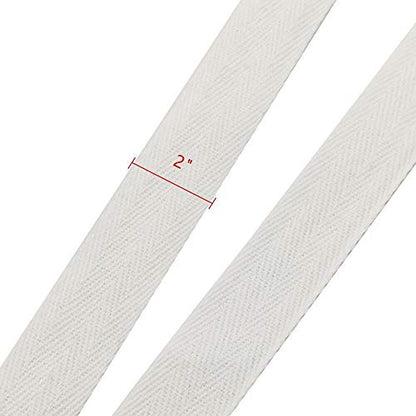 Natural Cotton Twill Tape 50 Yards 2 Inch Bunting Bias Herringbone Webbing Roll for Apron Sewing Dressmaking Craft (White) - color: White, size: 2inch