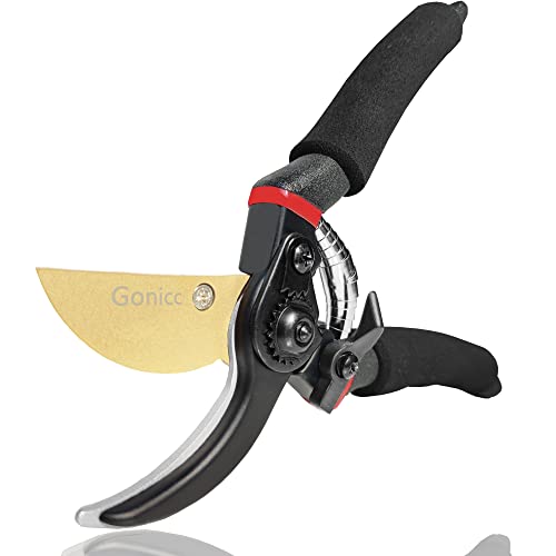 gonicc 8" Professional Premium Bypass Titanium Pruning Shears(GPPS-1003) - color: Golden Titanium Bypass Pruning Shears