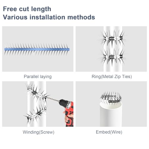 Bird Spikes 13 FT Anti Climb Spikes Stainless Steel Bird Squirrel Deterrent - size: 13 FT