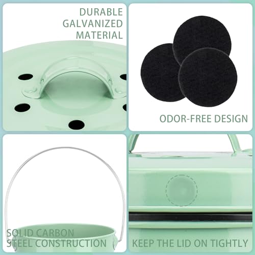 MUMTOP Compost Bin for Kitchen Countertop,1.3 Gal Metal Compost Container - color: Green