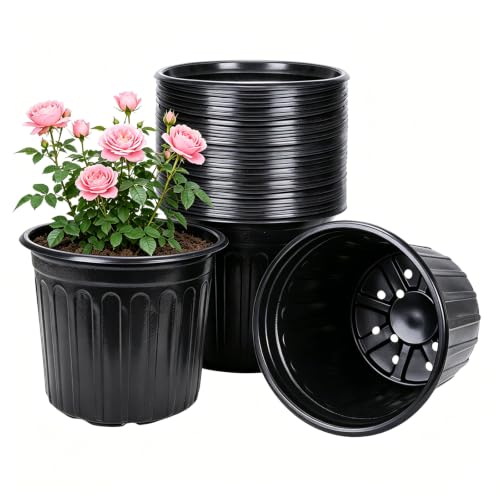 JERIA 30-Pack 3 Gallon Flexible Plant Nursery Pots,Thickened Soft Plastic Seedling Pots,Seed Starting Pot Flower Plant Container for Succulents，Seedlings - size: 3Gallon 30P
