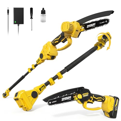 6-Inch Electric Pole Saws for Tree Trimming, 2-in-1 Cordless Mini Chainsaw - color: Yellow 6 Inch