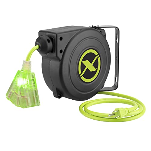Flexzilla Retractable Extension 16/3 AWG 25' Electric Cord Reel, ZillaGreen, FZ8160253 - size: 25ft / 16 Gauge