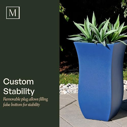 Mayne Valencia 30in Tall Planter - Neptune Blue - 16in x 16in x 30in - with Removable Plug, Polyethylene (5874-NB) - color: Neptune Blue