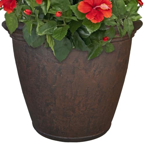 Sunnydaze Anjelica 24'' Large Plastic Planter Pot for Plants, Rust - color: Rust, size: 24 in