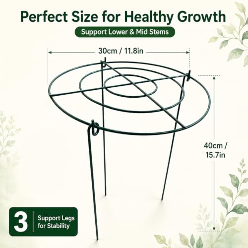 Peony Cages and Supports, 8 Pack 12 x 15.7 in Metal Plant Support Rings Set