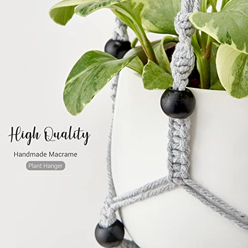 Mkono Macrame Plant Hanger Indoor 35 Inch Hanging Planter Basket Grey 2Pc - color: Gray