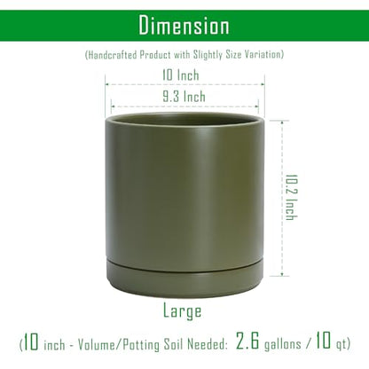 D'vine Dev 10 Inch Ceramic Planter Pot, Olive, 94-O-E-J - color: Olive, size: Large
