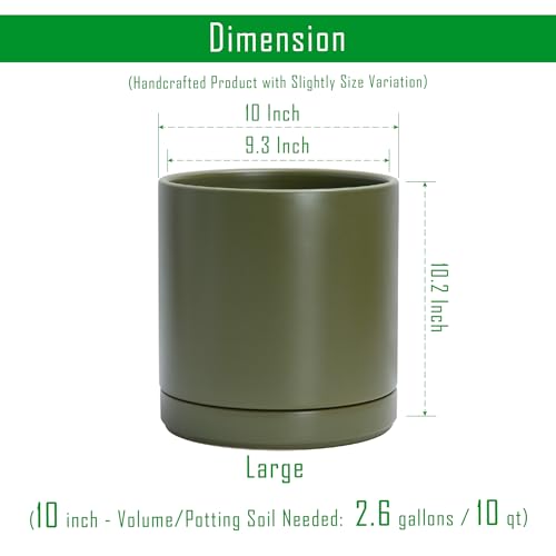 D'vine Dev 10 Inch Ceramic Planter Pot, Olive, 94-O-E-J - color: Olive, size: Large
