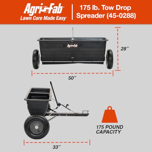 Agri-Fab Tow Behind Lawn and Garden Drop Spreader for Seed, Fertilizer, Salt and Ice Melt, 175 lb Capacity with 42 In Spread Width - style: 175 lb. Tow-Behind Drop Spreader