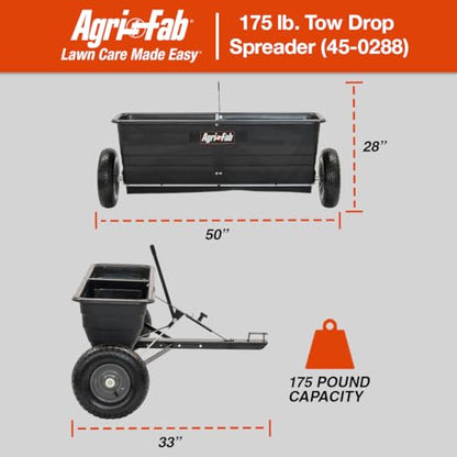 Agri-Fab Tow Behind Lawn and Garden Drop Spreader for Seed, Fertilizer, Salt and Ice Melt, 175 lb Capacity with 42 In Spread Width - style: 175 lb. Tow-Behind Drop Spreader