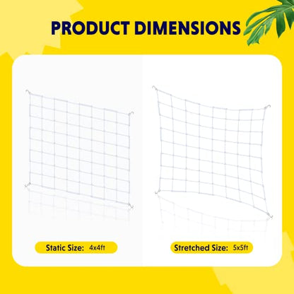 iPower 4' x 4' Trellis Netting for 59"x59", Heavy-Duty Elastic Plant Net with Hooks, Flexible Hydroponics Support for Climbing Plants, Vegetables, Fruits, Flowers, Vines, 2Pack