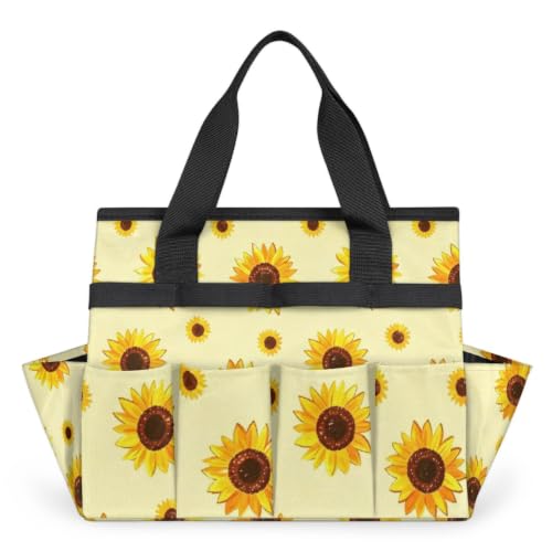 Sunflower Gardening Tool Bag,Heavy Duty Garden Tote Bag,Portable Oxford Gardening Storage Basket Organizer Handbag with Pockets Handle,Hand Tools Gifts for Outdoor Garden Lawn Yard - color: color-1