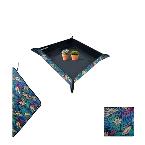 Repotting Mat for Indoor Plants 29.5"x29.5", Unique Gifts for Plant Lovers - color: Black Leaf Print, size: 29.5" x 29.5" x 0.1"