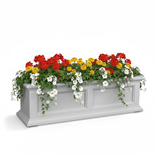 Mayne Fairview 36in Self-Watering Rectangular Window Box Planter, White - color: White, size: 36in