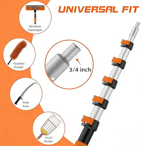 26FT Reach Manual Pole Saw, Tree Trimming Pruner with 5-20 FT Extendable Flip & Screw Dual Lock Pole, Adjustable Long Handle High Reach Cutter for Yard & Garden - size: 5-20FT