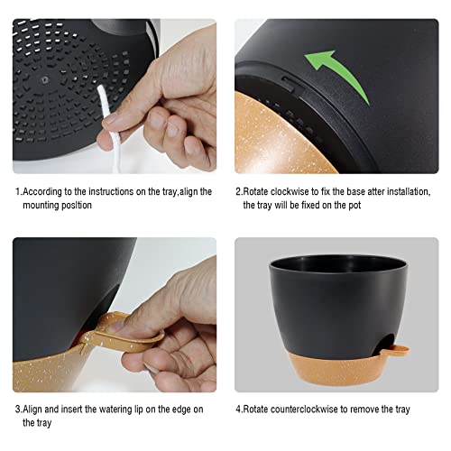 UOUZ Large Self Watering Pots, 12/10/9 Plastic Planters with High Drainage Holes and Deep Reservoir for Indoor Outdoor Garden Plants and Flowers, Black with Brown - color: Black With Brown