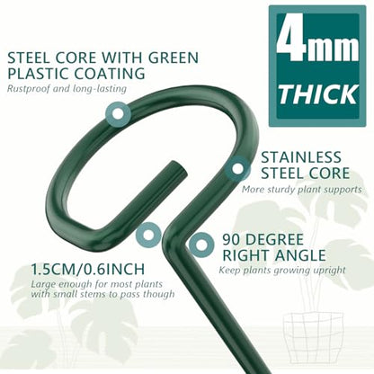 MAFONE 6 Pack 24inch Metal Plant Support Stakes for Outdoor Plants - size: 6pcs 24inch