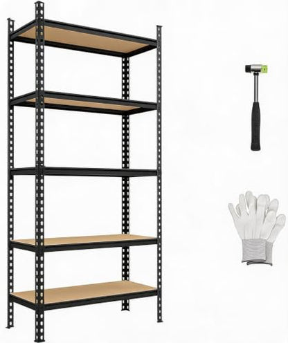 Heavy Duty 5-Tier Storage Shelves, 2756 lbs, 35.4" W x 15.7" D x 72" H - size: 72" H x 36" W x 16" D