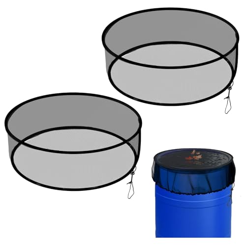 Tryly 2Pcs Mesh Cover for Rain Barrels, Pop Up Rain Barrel Net Cover with Drawstring, Water Collection Buckets Cover, Rain Barrel Netting Screen to Block Leaves and Debris Falling in (24.8inch) - size: 24.8inch