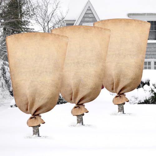 Legigo 3 Pack 40 X 48 Inch Burlap Bags for Winter Plant Frost Protection - size: 40 X 48 Inch