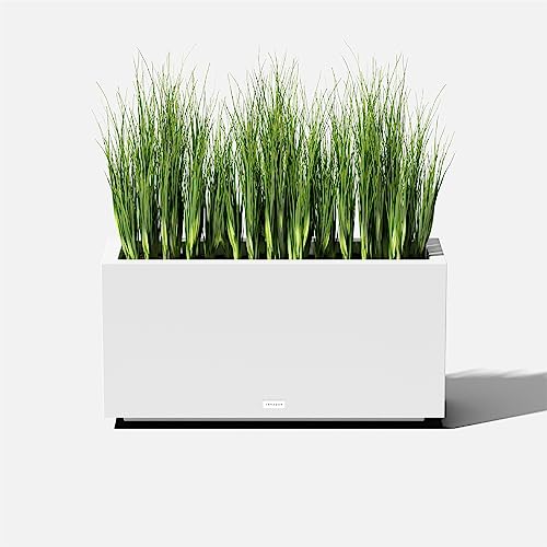 Veradek Block Series Long Box Planter - Rectangular Outdoor Planter - color: White, size: Medium