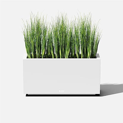 Veradek Block Series Long Box Planter - Rectangular Outdoor Planter - color: White, size: Medium