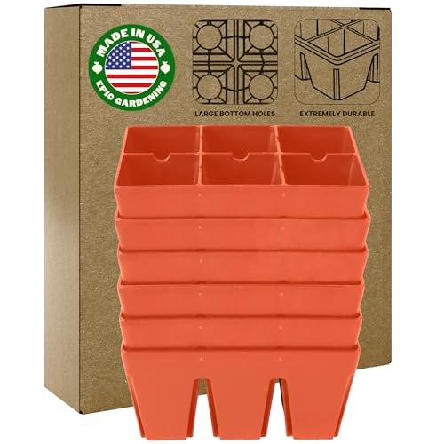 Epic Gardening 6-Cell Seed Starter Tray - 6 Trays - Terracotta - color: Terracotta