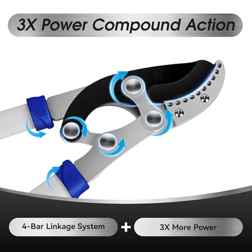 Loppers for Tree Trimming with Compound Action, 30 Inch Tree Trimmer, Thick Branch Cutter with ⌀ 2 Inch Cutting Capacity, Chops Thick Branches with Ease