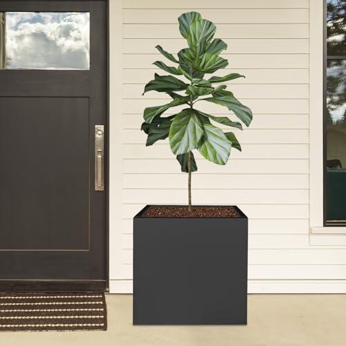 DYNAMI 20x20x20in Black Large Square Planter Box for Outdoor Plants - color: Black, size: 20in