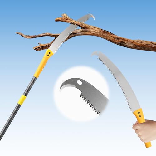 Pole Saw for Tree Trimming, 8.5 FT Manual Pruning Saw with Manganese Steel Blade - Lightweight Branch Trimmer for Yard, Garden & Patio Maintenance, Reach High Branches with Ease