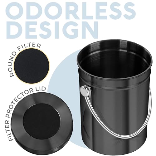 Epica Kitchen Compost Bin for Kitchen Countertops, 1.3 Galllon - Black - color: Black