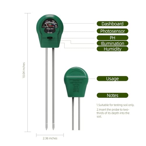 3-in-1 Soil Moisture Meter with Light & pH Sensor