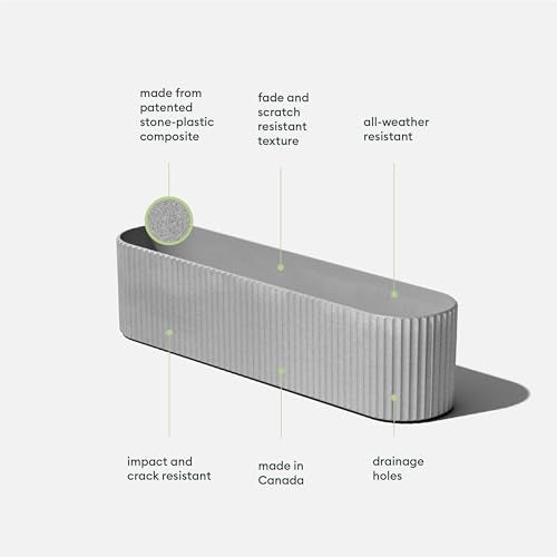 Veradek Demi Series Window Box Planter - Round Outdoor Planter - color: Gray, size: 36 inch