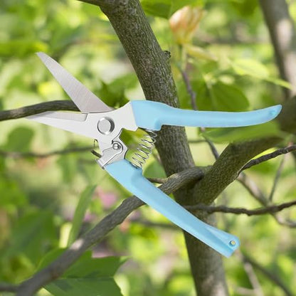 Blue Straight Blade Stainless Steel Pruners - Rustproof Branch Cutter with Comfortable Non-Slip Grip - color: Blue, size: Straight mouth
