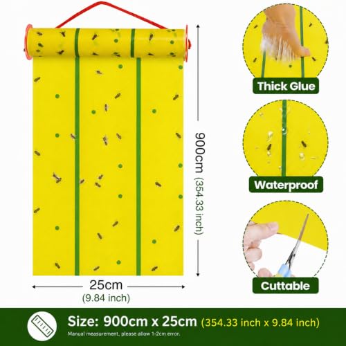 Qualirey 5 Pcs Giant Flypaper Fly Traps, 295ft Sticky Yellow