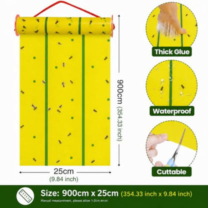 Qualirey 5 Pcs Giant Flypaper Fly Traps, 295ft Sticky Yellow
