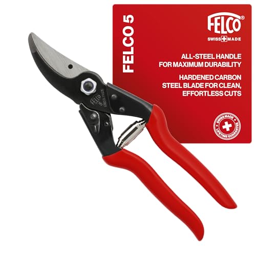 Felco F5 Pruning Shears – 8.9" All Steel Large Swiss-Made Garden Clippers| Hand Pruners for Garden & Landscape | Garden Tool Cutter with Precision Bypass Blade, Forged Aluminum Body, Replaceable Parts - size: F5 Large Steel
