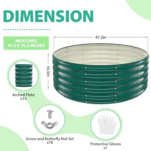 YSEJOMP 17" Tall 48" Diameter Round Raised Garden Bed Kits Outdoor Green - color: Dark Green, size: 48 Dia X 16.5 inches